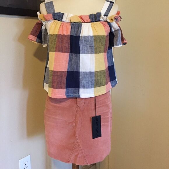 ENGLISH FACTORY EUC  CROPPED COLD OFF SHOULDER TOP - Picture 1 of 8